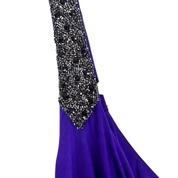 NWT Ralph Lauren Evening Faux Wrap Jersey Sheath Dress Spring Peak Purple Sz 12 - Picture 12 of 15